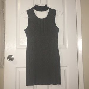 Body con gray dress with attached choker